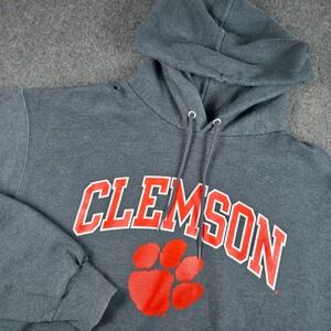 Clemson Tigers Champion Hoodie Mens XL Gray Eco Authentic Collegiate Sweatshirt